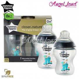 image of Tommee Tippee Closer To Nature Tinted Bottle Design 260ml/9oz Twin Pack - Jade Green 422588/38
