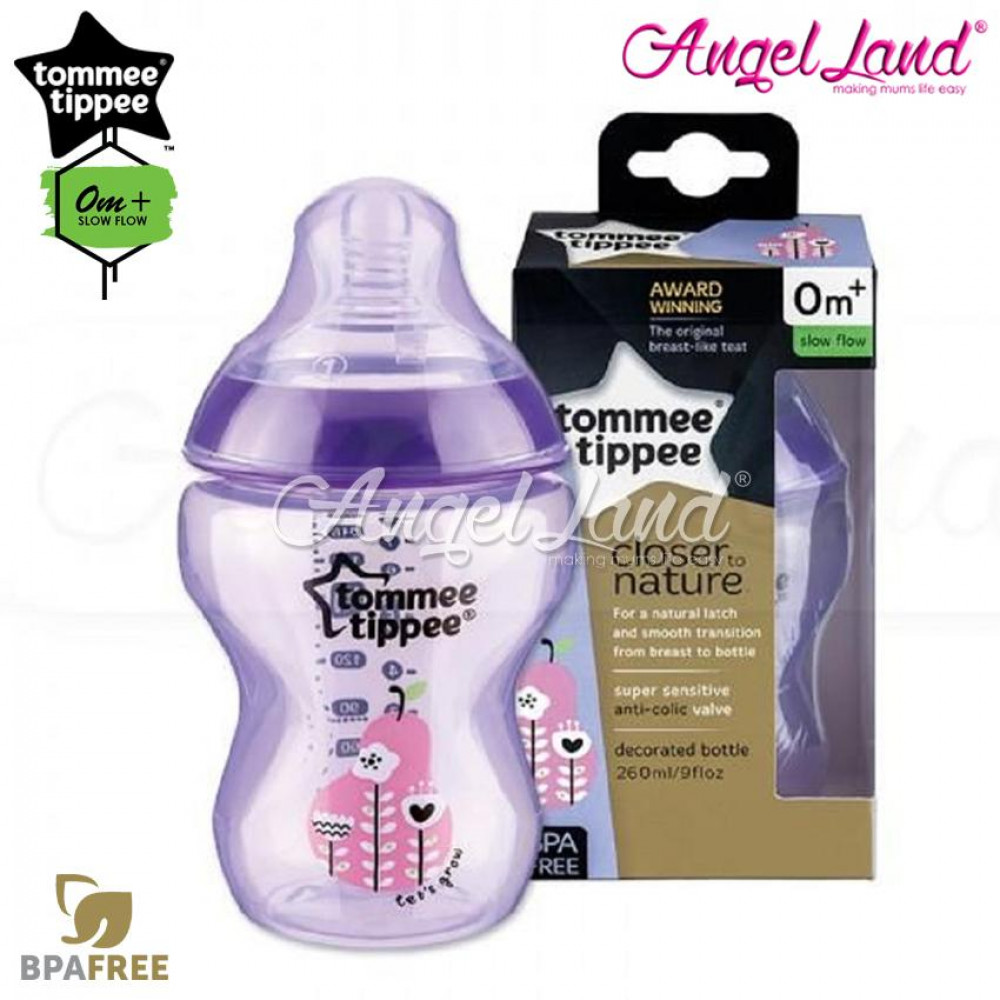 Tommee Tippee Closer To Nature Tinted Bottle 260ML/9oz Single Pack - Purple 422573/38 Tommee Tippee Closer To Nature Tinted Bottle 260ML/9oz Single Pack - Purple 422573/38