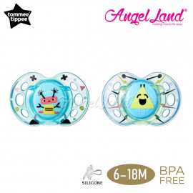image of Tommee Tippee Closer to Nature Air Style Soother 6-18M (with case) - 2pk 6-18M (Blue)
