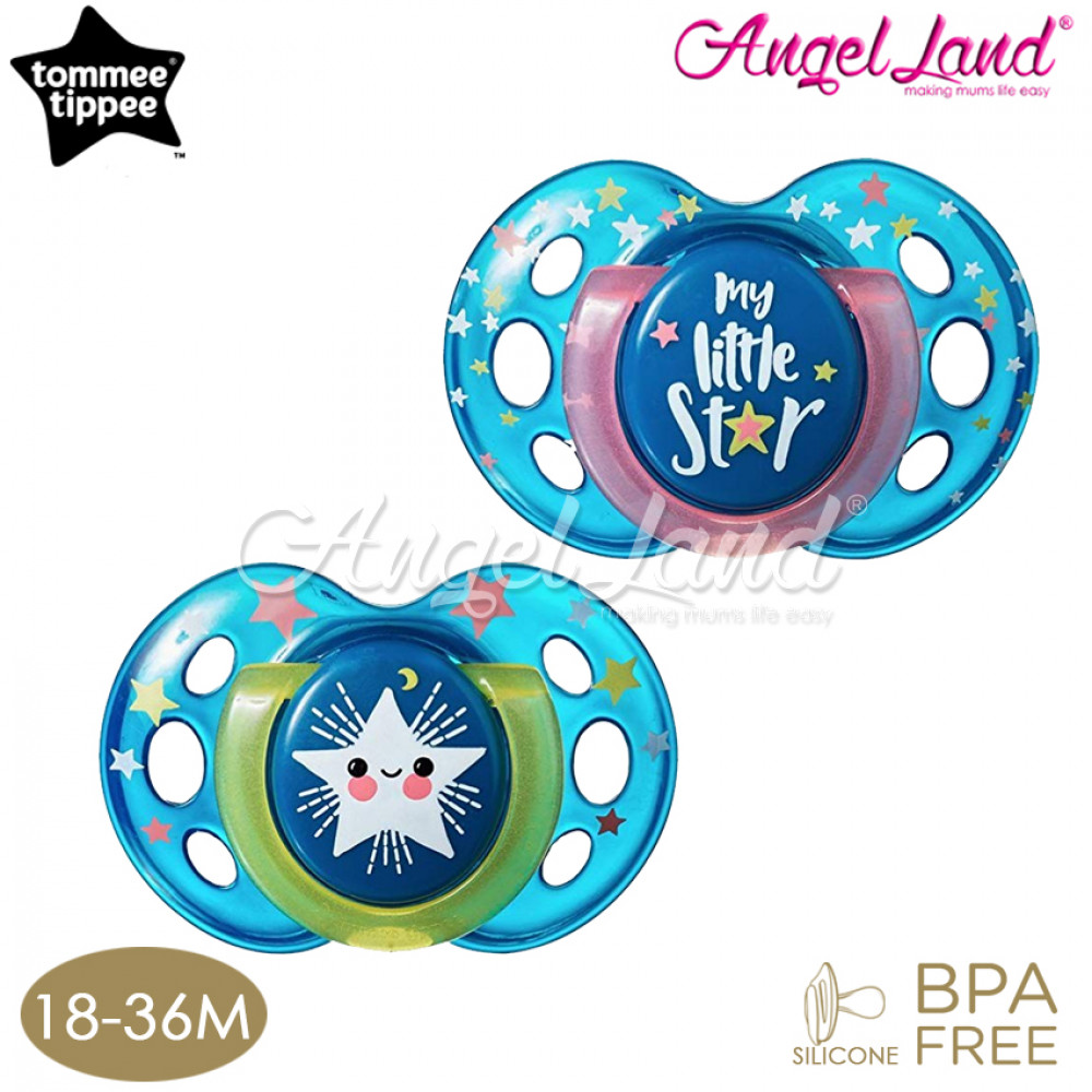 Tommee Tippee Closer to Nature Night Time Soother with Hygienic Case (2 PC) 18-36M - Blue Tommee Tippee Closer to Nature Night Time Soother with Hygienic Case (2 PC) 18-36M - Blue