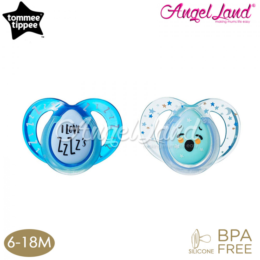 Tommee Tippee Closer to Nature Night Time Soother with Hygienic Case (2 PC) 6-18M - Blue Tommee Tippee Closer to Nature Night Time Soother with Hygienic Case (2 PC) 6-18M - Blue
