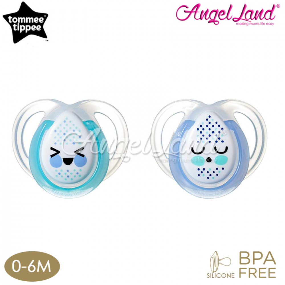 Tommee Tippee Closer to Nature Night Time Soother with Hygienic Case (2 PC) 0-6M - Blue Tommee Tippee Closer to Nature Night Time Soother with Hygienic Case (2 PC) 0-6M - Blue