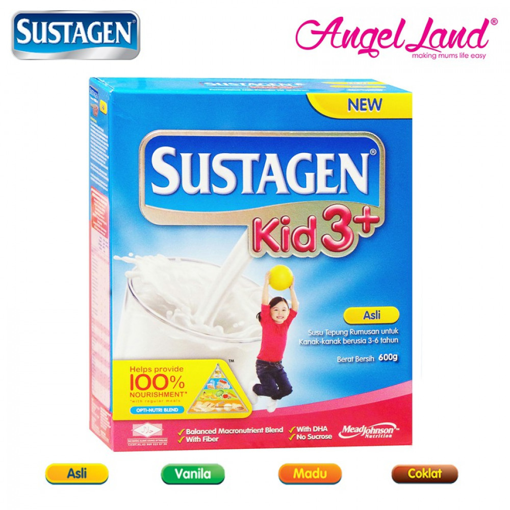 Sustagen Kid 3+ Milk Powder (3-6years) 600g - Original/Vanilla/Honey/Chocolate Sustagen Kid 3+ Milk Powder (3-6years) 600g - Original/Vanilla/Honey/Chocolate
