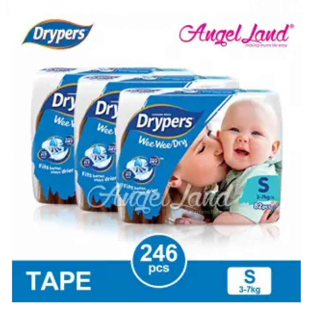 Drypers Wee Wee Dry Tape Diaper S82/M74/L62/XL50/XXL40 (3packs) Drypers Wee Wee Dry Tape Diaper S82/M74/L62/XL50/XXL40 (3packs)