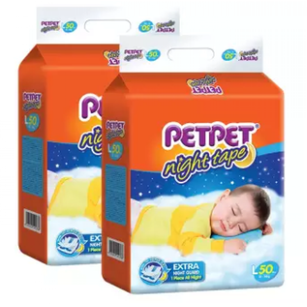 PETPET Night Tape Diaper Mega Packs L50 (2packs) PETPET Night Tape Diaper Mega Packs L50 (2packs)
