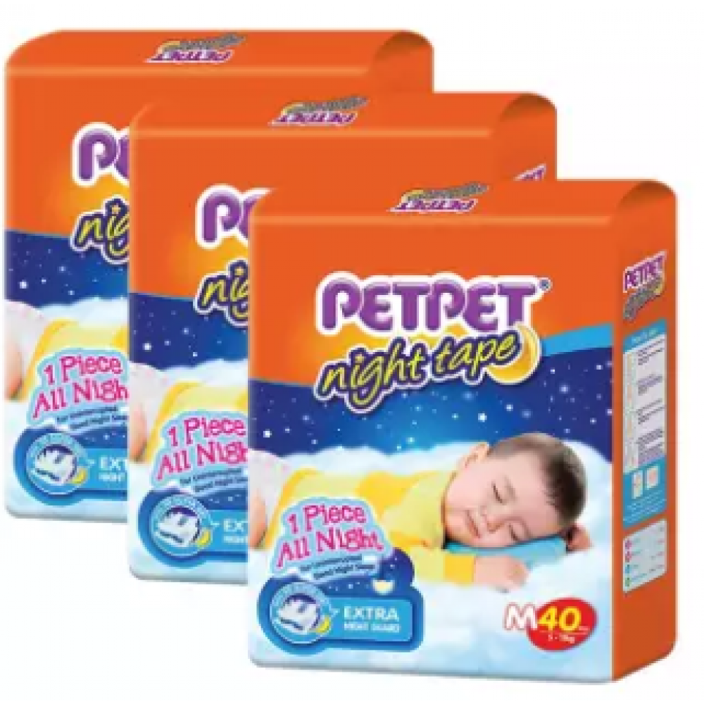 PETPET Night Tape Diaper Jumbo Packs M40 (3packs) PETPET Night Tape Diaper Jumbo Packs M40 (3packs)