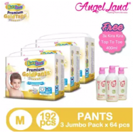 image of BabyLove Premium GoldPants Jumbo Pack M64 (3Packs) + Free 3x Kira Kira Top to Toe 400ML