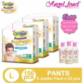 image of BabyLove Premium GoldPants Jumbo Pack L52 (3Packs) + Free 3x Kira Kira Top to Toe 400ML