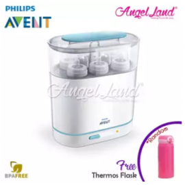 image of Philips Avent 3 in 1 Steriliser FDN - SCF285/01 + FOC Thermos Flask (Random Color)