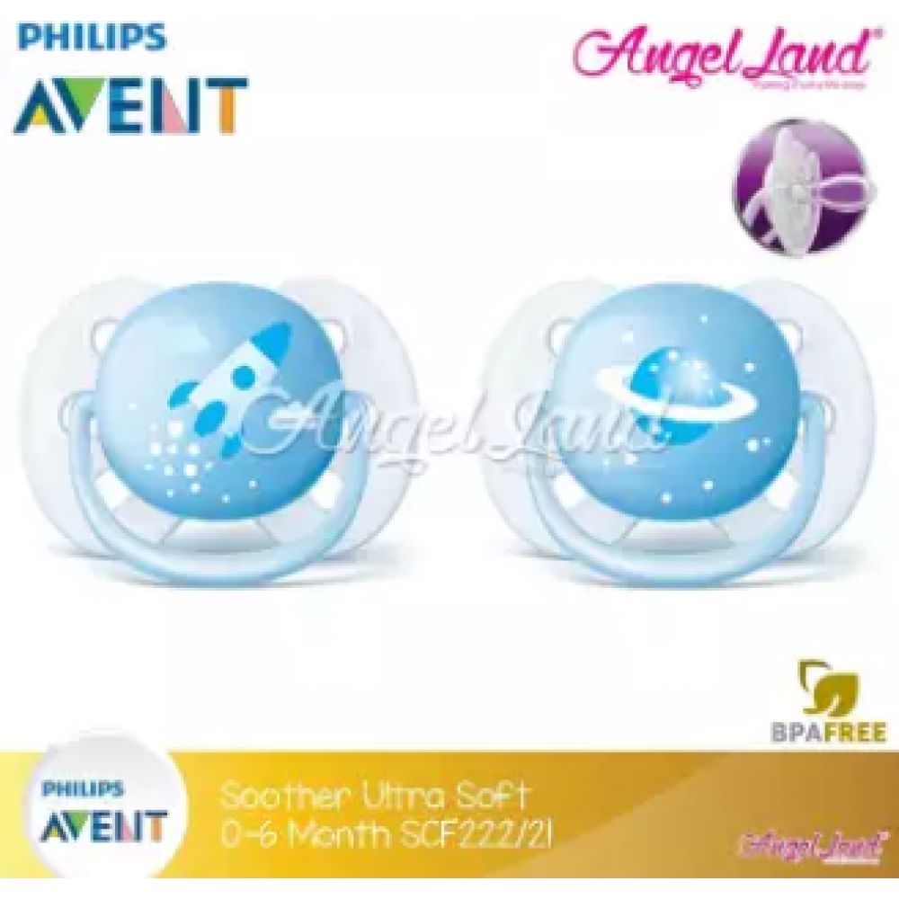 Philips Avent Soother UltraSoft 0-6M SCF222/21 (Twin Pack)- Blue Philips Avent Soother UltraSoft 0-6M SCF222/21 (Twin Pack)- Blue