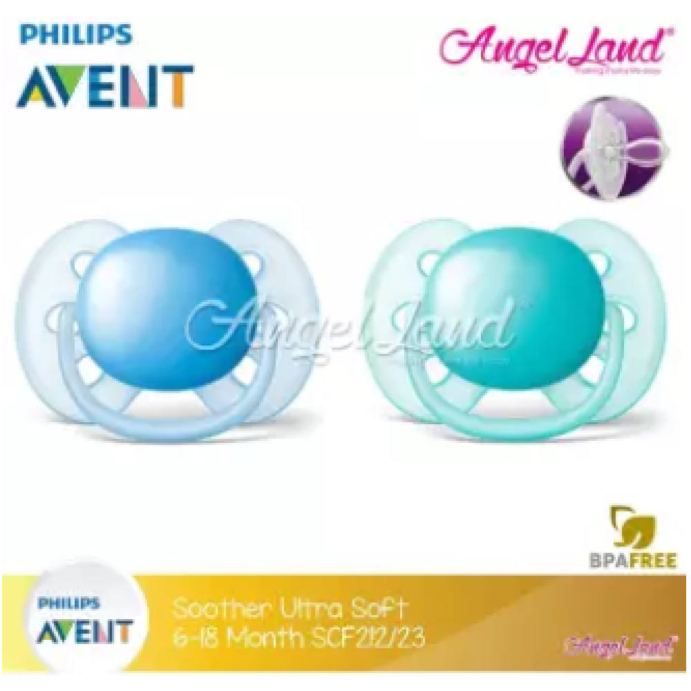 Philips Avent Soother UltraSoft 6-18M (SCF212/23)-Twin Pack -Blue Philips Avent Soother UltraSoft 6-18M (SCF212/23)-Twin Pack -Blue