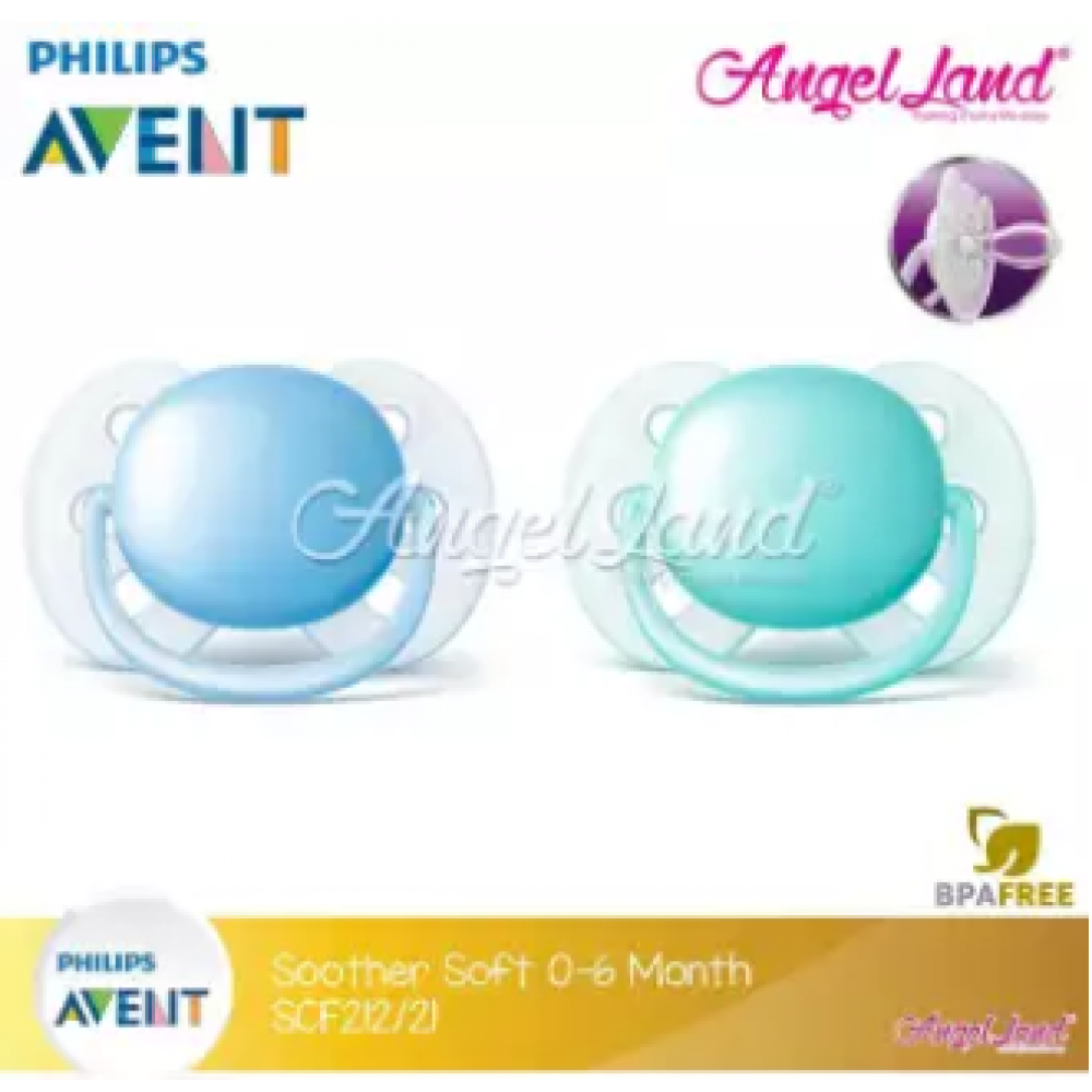 Philips Avent Soother UltraSoft 0-6M (SCF212/21)-Twin Pack - Blue Philips Avent Soother UltraSoft 0-6M (SCF212/21)-Twin Pack - Blue