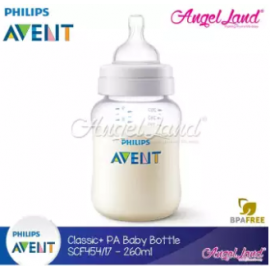 image of Philips Avent Anti-Colic Classic Plus PA Baby Clear Bottle 260ml/9oz (Single Pack) - SCF454/17