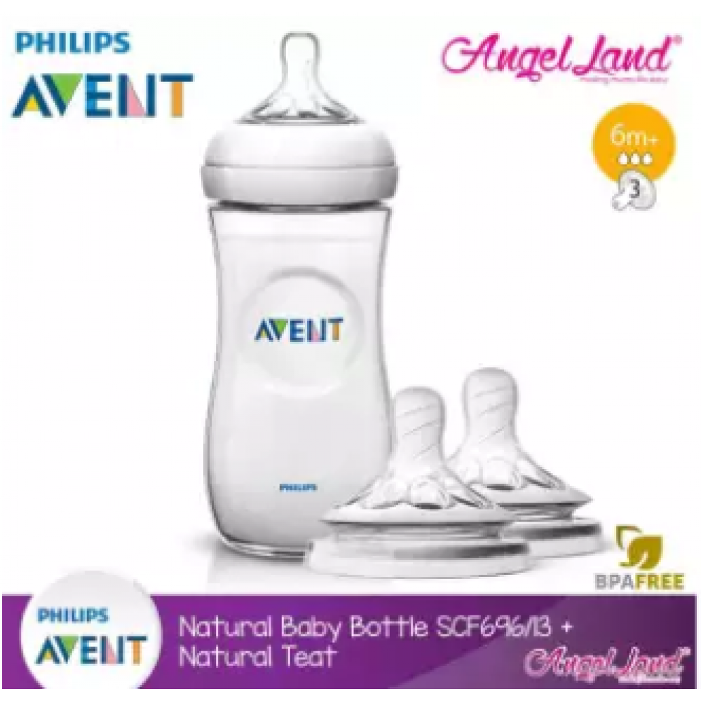 Philips Avent Natural Bottle 11oz / 330ml Single Pack - SCF696/13 + Natural Teat (2pcs/pack) -Single Bottle + SCF654/23 (6m+ 3h) Philips Avent Natural Bottle 11oz / 330ml Single Pack - SCF696/13 + Natural Teat (2pcs/pack) -Single Bottle + SCF654/23 (6m+ 3h)