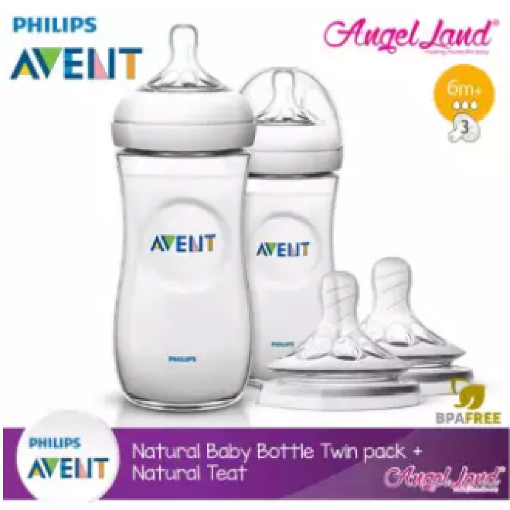 Philips Avent Natural Bottle 330ml Twiin Pack (Extra Soft Teat)-SCF696/23 + Natural Teat (2pcs/pack) -Twin Bottle + SCF654/23 (6m+ 3h) Philips Avent Natural Bottle 330ml Twiin Pack (Extra Soft Teat)-SCF696/23 + Natural Teat (2pcs/pack) -Twin Bottle + SCF654/23 (6m+ 3h)
