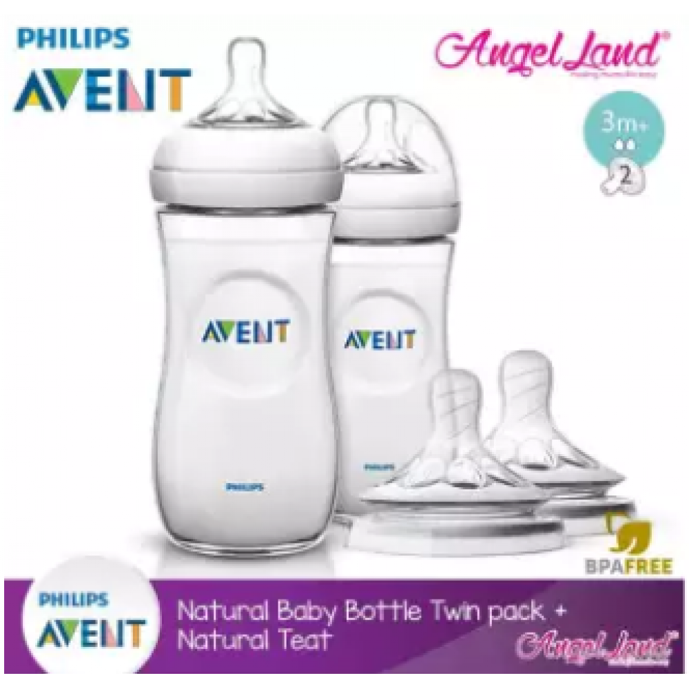 Philips Avent Natural Bottle 330ml Twiin Pack (Extra Soft Teat)-SCF696/23 + Natural Teat (2pcs/pack) - Twin Bottle + SCF653/23 (3m+ 2h) Philips Avent Natural Bottle 330ml Twiin Pack (Extra Soft Teat)-SCF696/23 + Natural Teat (2pcs/pack) - Twin Bottle + SCF653/23 (3m+ 2h)