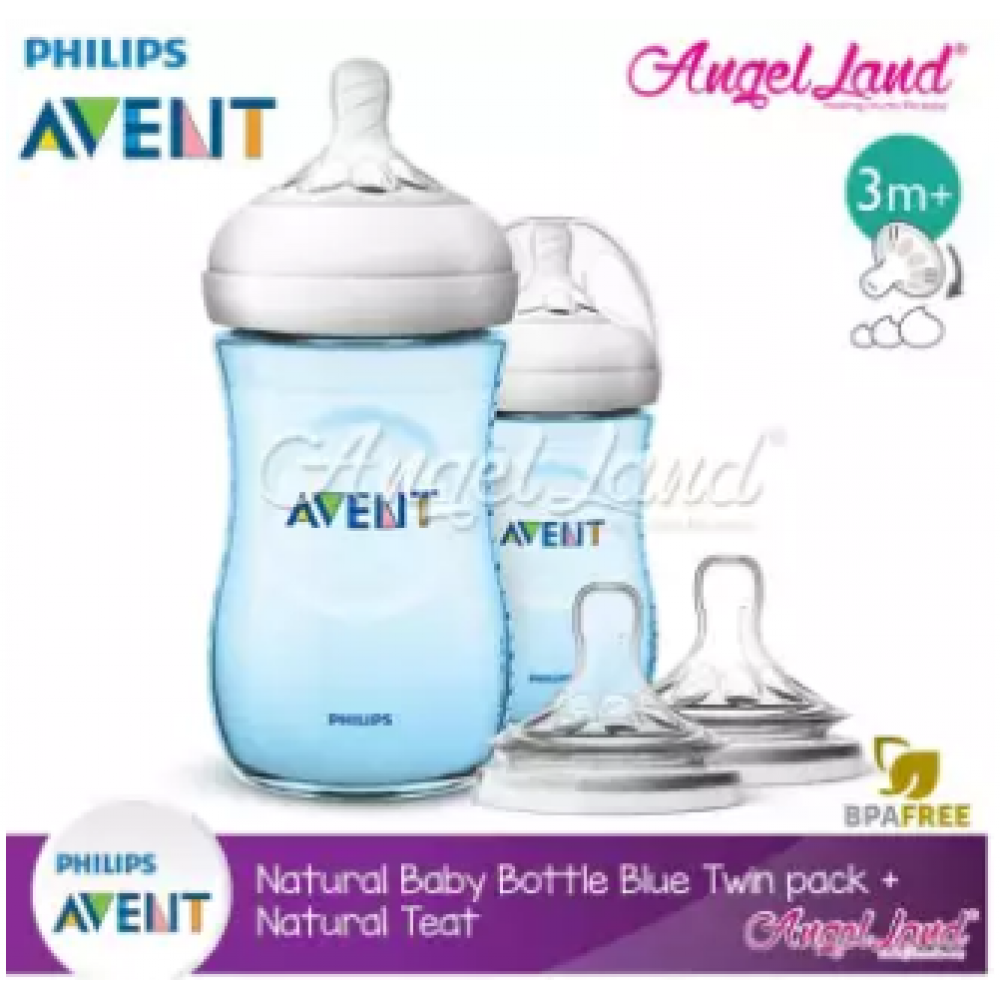 Philips Avent Natural Bottle 9oz/260ml Twin Pack (Blue) SCF695/23 + Philips Avent Natural Teat - Blue 260ml & SCF655/23 Philips Avent Natural Bottle 9oz/260ml Twin Pack (Blue) SCF695/23 + Philips Avent Natural Teat - Blue 260ml & SCF655/23
