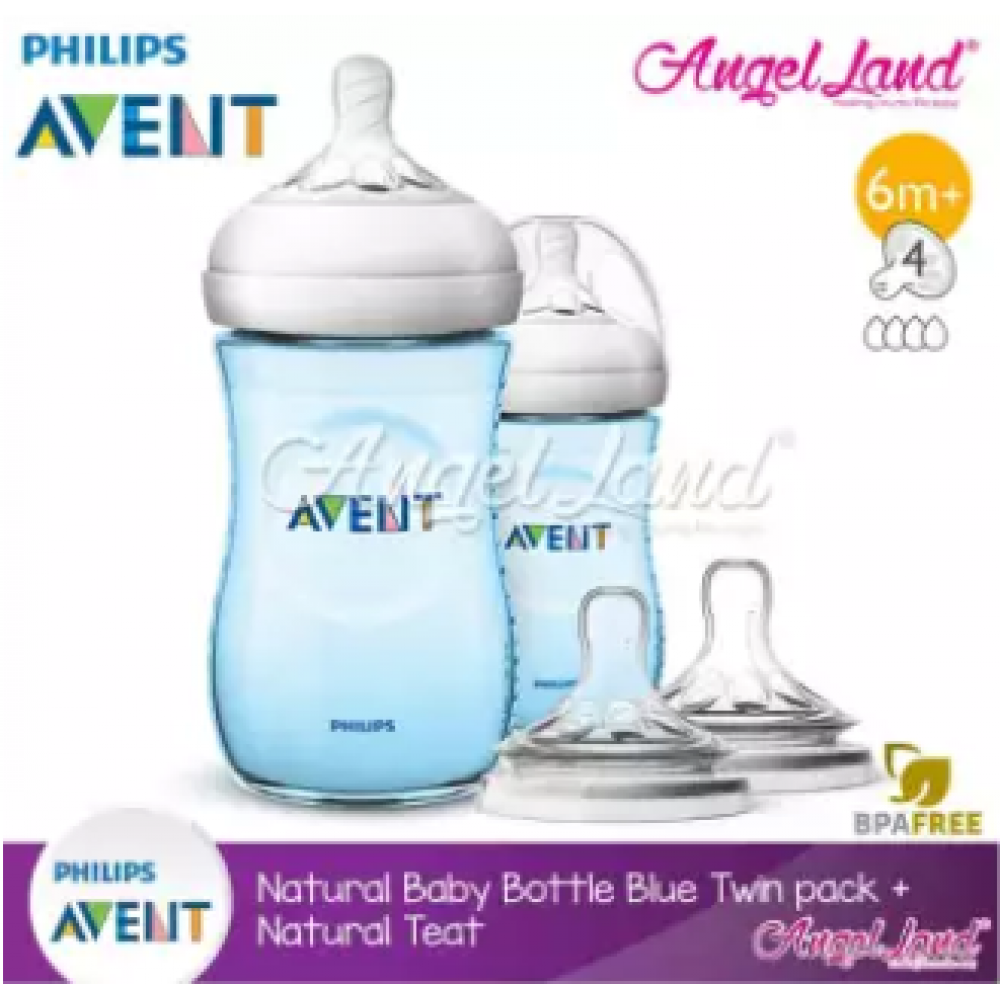 Philips Avent Natural Bottle 9oz/260ml Twin Pack (Blue) SCF695/23 + Philips Avent Natural Teat - Blue 260ml & SCF654/23 Philips Avent Natural Bottle 9oz/260ml Twin Pack (Blue) SCF695/23 + Philips Avent Natural Teat - Blue 260ml & SCF654/23