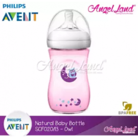 image of Philips Avent Natural Bottle Decorated Bottle 9OZ/260ML (Single Pack) - Pink Owl - SCF021/13