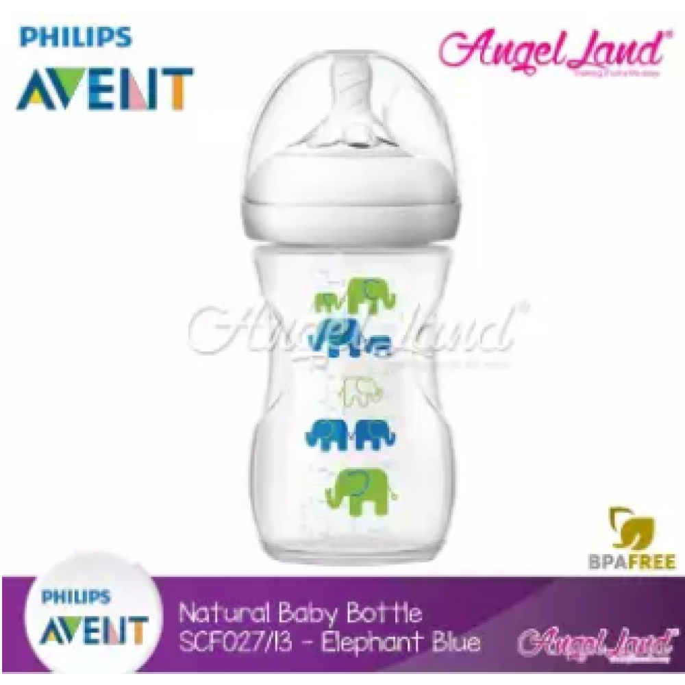 Philips Avent Natural Bottle Decorated Bottle 9OZ/260ML (Single Pack) - Elephant Boy - SCF027/13 Philips Avent Natural Bottle Decorated Bottle 9OZ/260ML (Single Pack) - Elephant Boy - SCF027/13