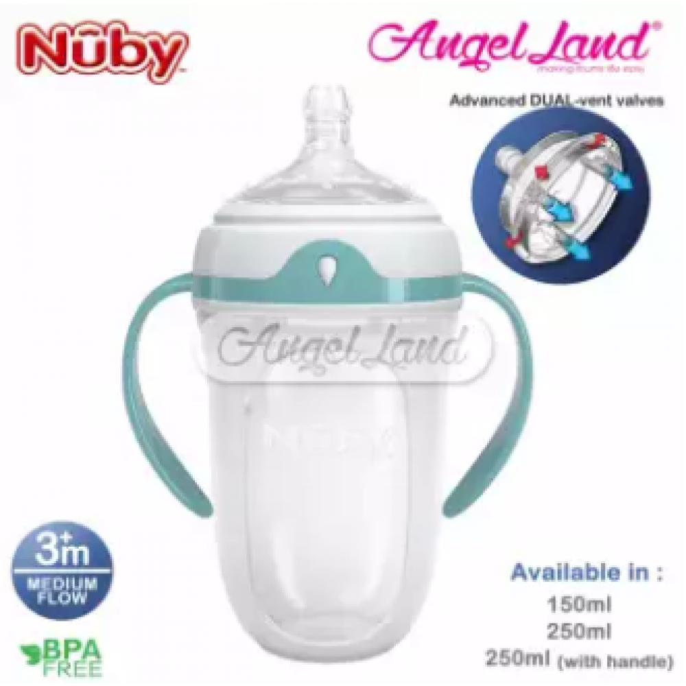 Nuby 250ml Silicone Comfort Bottle with Medium Flow (with Handle) - NB50001 Nuby 250ml Silicone Comfort Bottle with Medium Flow (with Handle) - NB50001