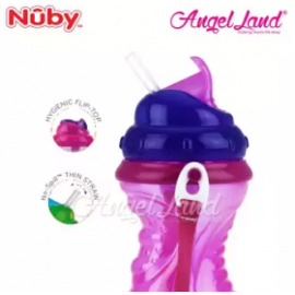 image of Nuby Flip-it Thin Silicone Straw Cup with Carrying Strap 420ml (18m+) NB10149