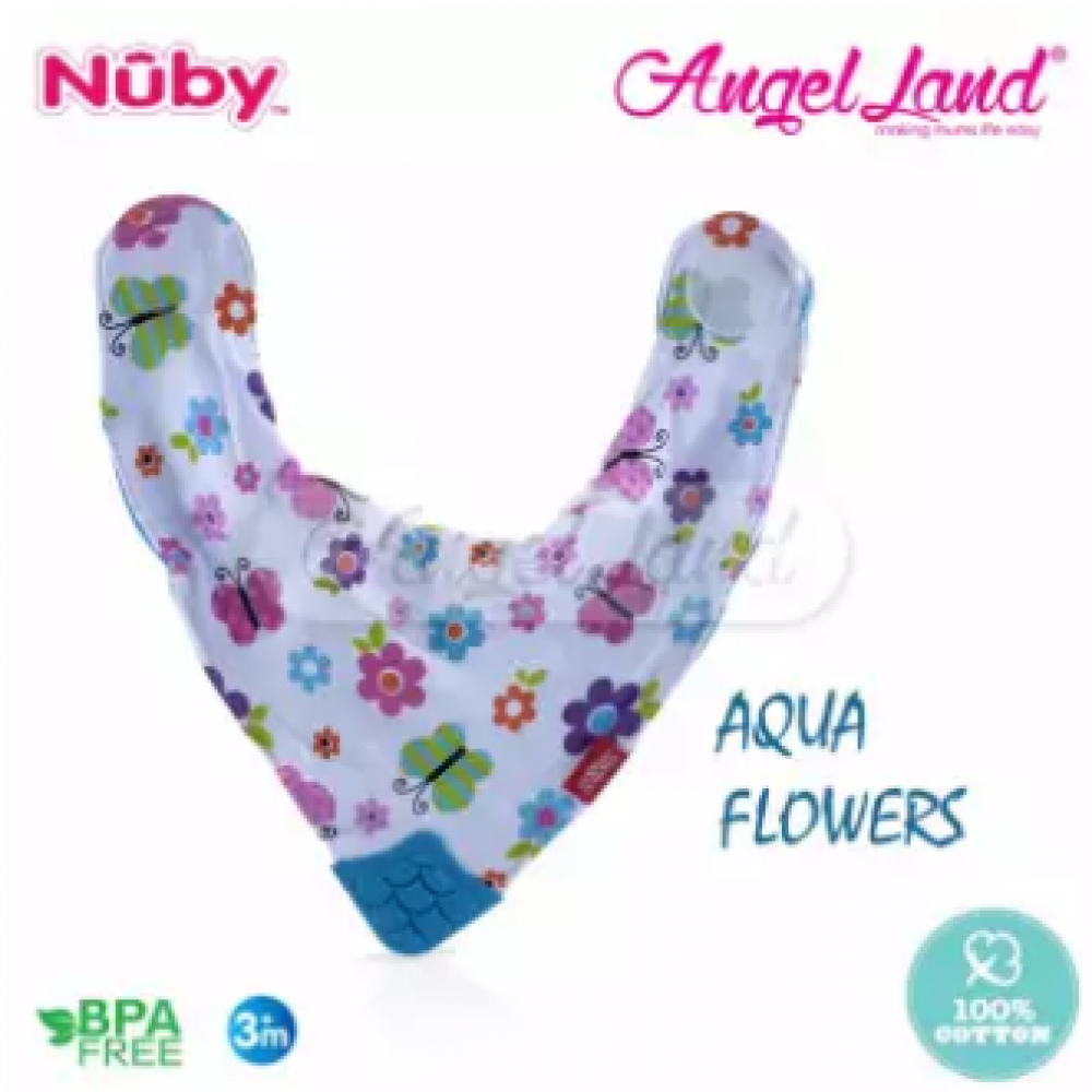 Nuby Teething Bib - NB4290 Aqua Flowers Nuby Teething Bib - NB4290 Aqua Flowers