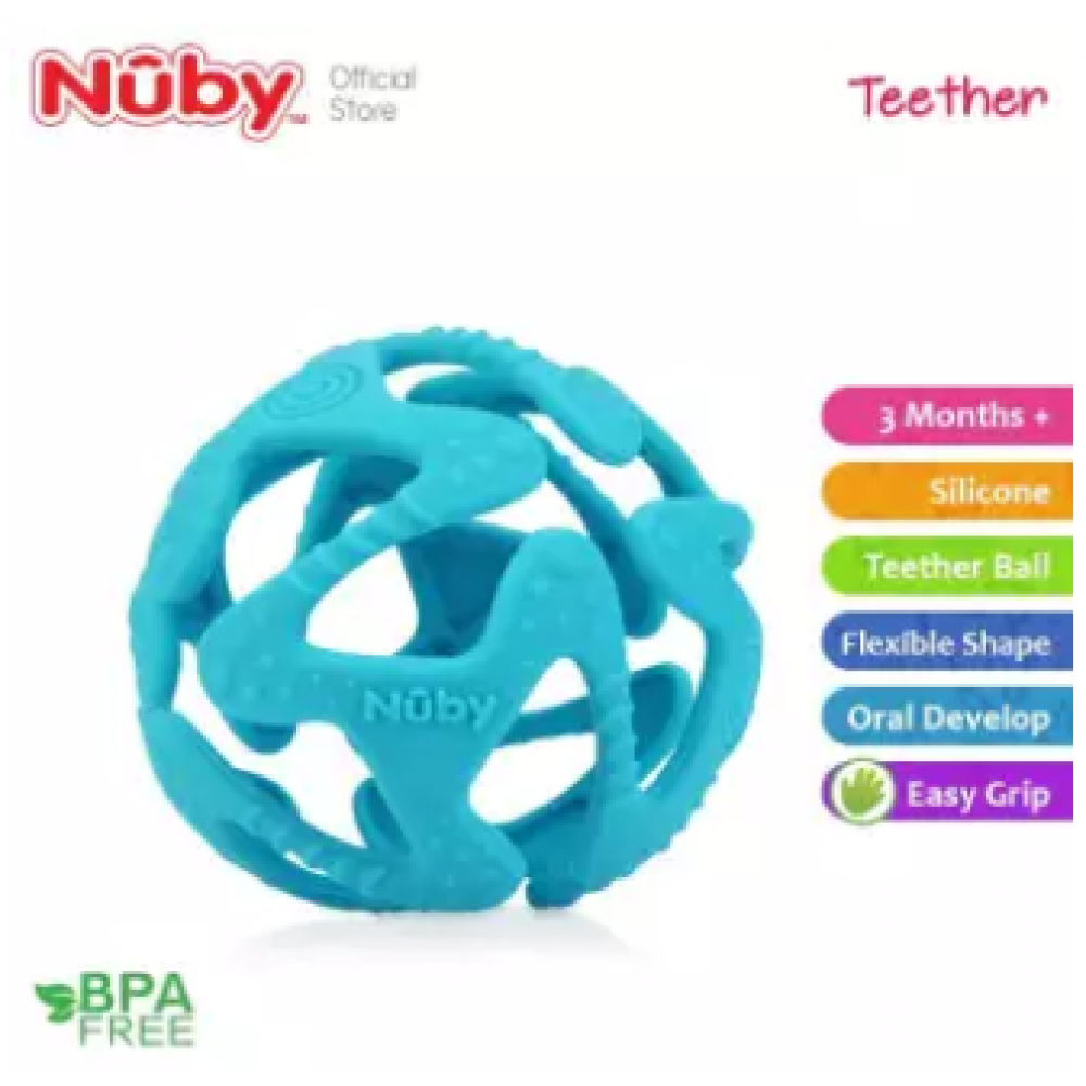 Nuby Tuggy Teething Ball (3m+) NB6869 -Aqua Nuby Tuggy Teething Ball (3m+) NB6869 -Aqua