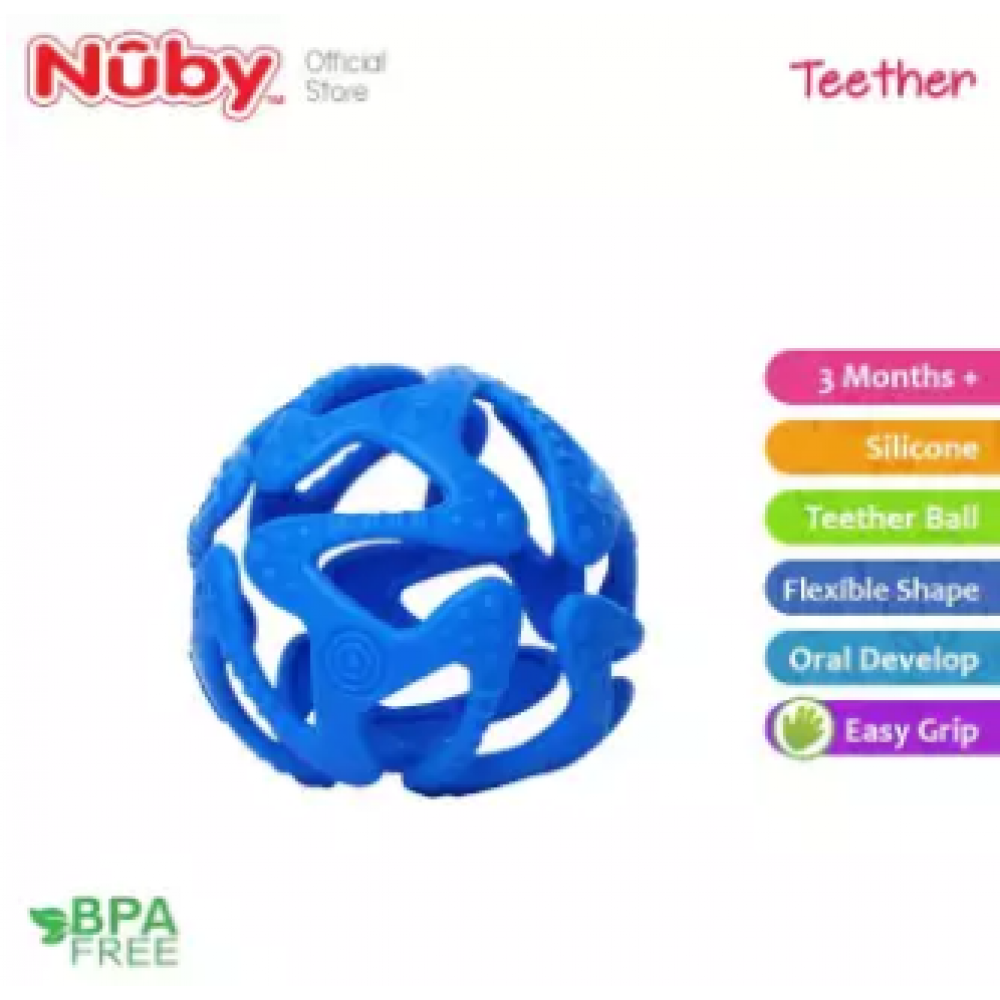 Nuby Tuggy Teething Ball (3m+) NB6869 -Blue Nuby Tuggy Teething Ball (3m+) NB6869 -Blue