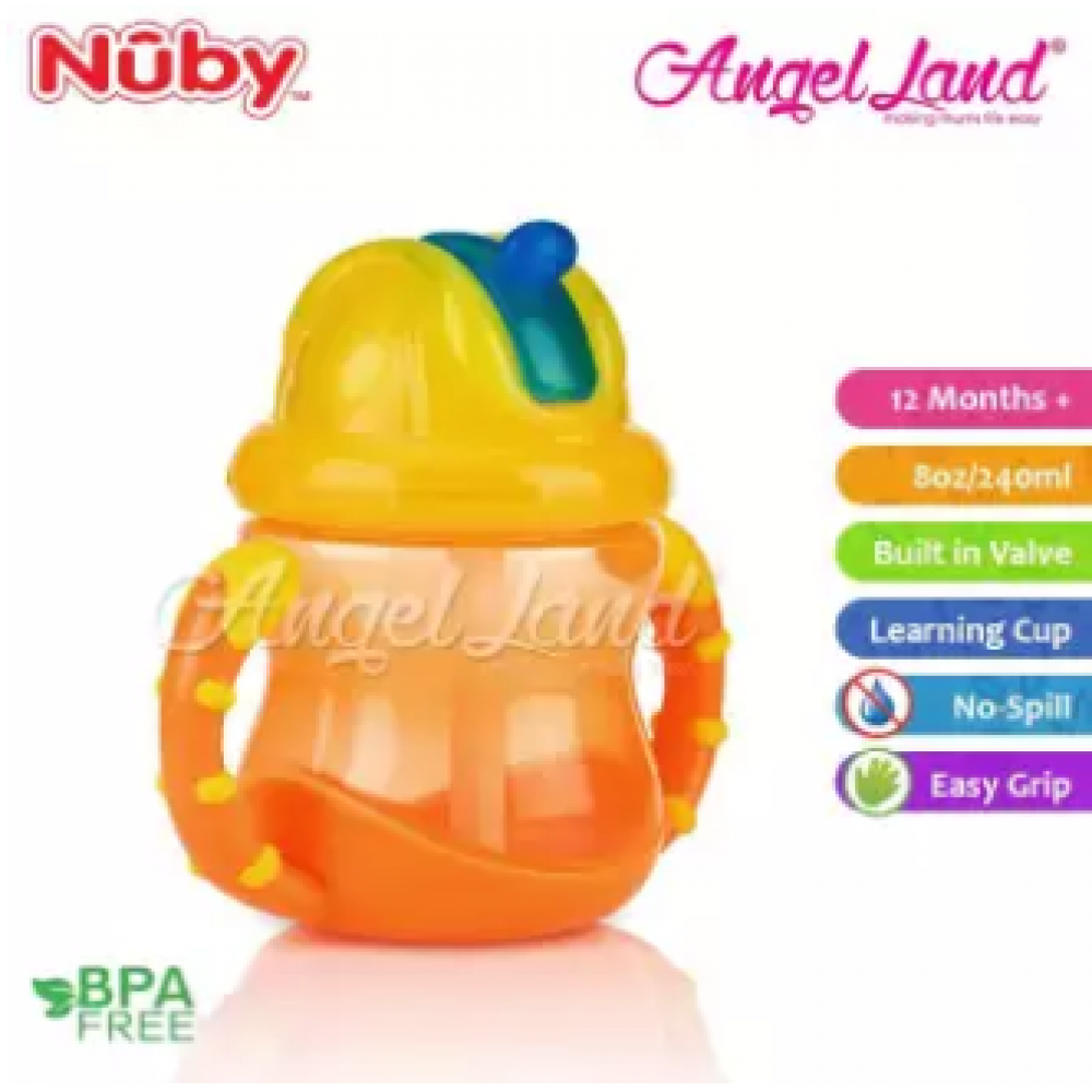Nuby Flip N'Sip Cup Fat Straw 240ml (12 months+) NB92166 - Orange/Yellow Nuby Flip N'Sip Cup Fat Straw 240ml (12 months+) NB92166 - Orange/Yellow