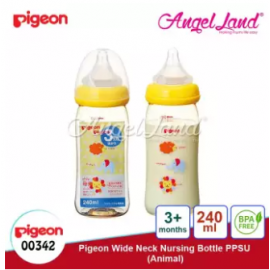 image of Pigeon Nursing Bottle PPSU Wide Neck 240ml (M size, 3month+) - Animal 00342