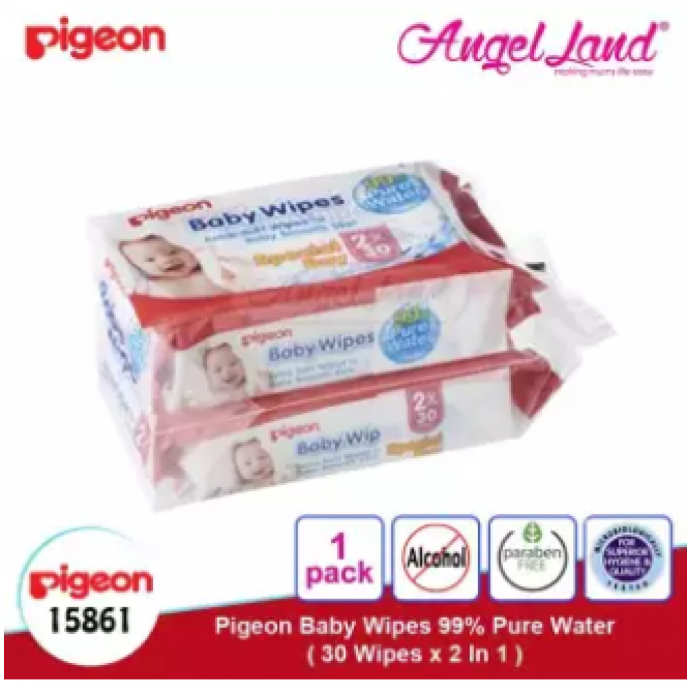 Pigeon Baby Wipes 99% Pure Water, 30's (2 in 1) 15861 Pigeon Baby Wipes 99% Pure Water, 30's (2 in 1) 15861