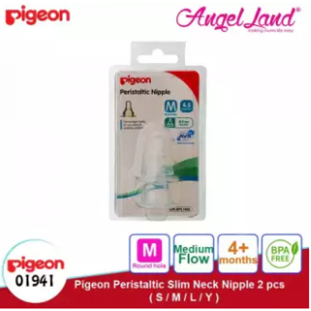 Pigeon Peristaltic Slim-Neck Nipple - M - 01941 Pigeon Peristaltic Slim-Neck Nipple - M - 01941
