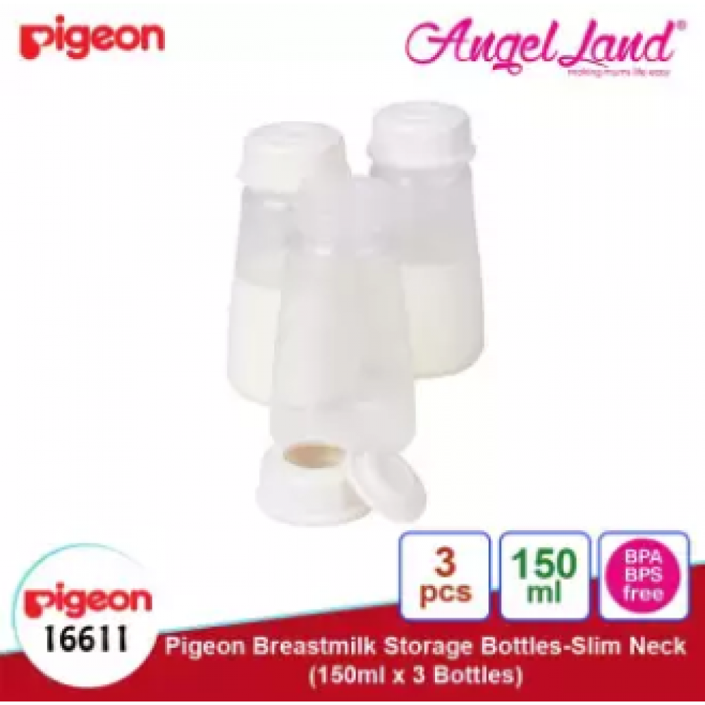Pigeon Breastmilk Storage Bottles Slim Neck 150ml 3pcs PG16748 - 16611 Pigeon Breastmilk Storage Bottles Slim Neck 150ml 3pcs PG16748 - 16611