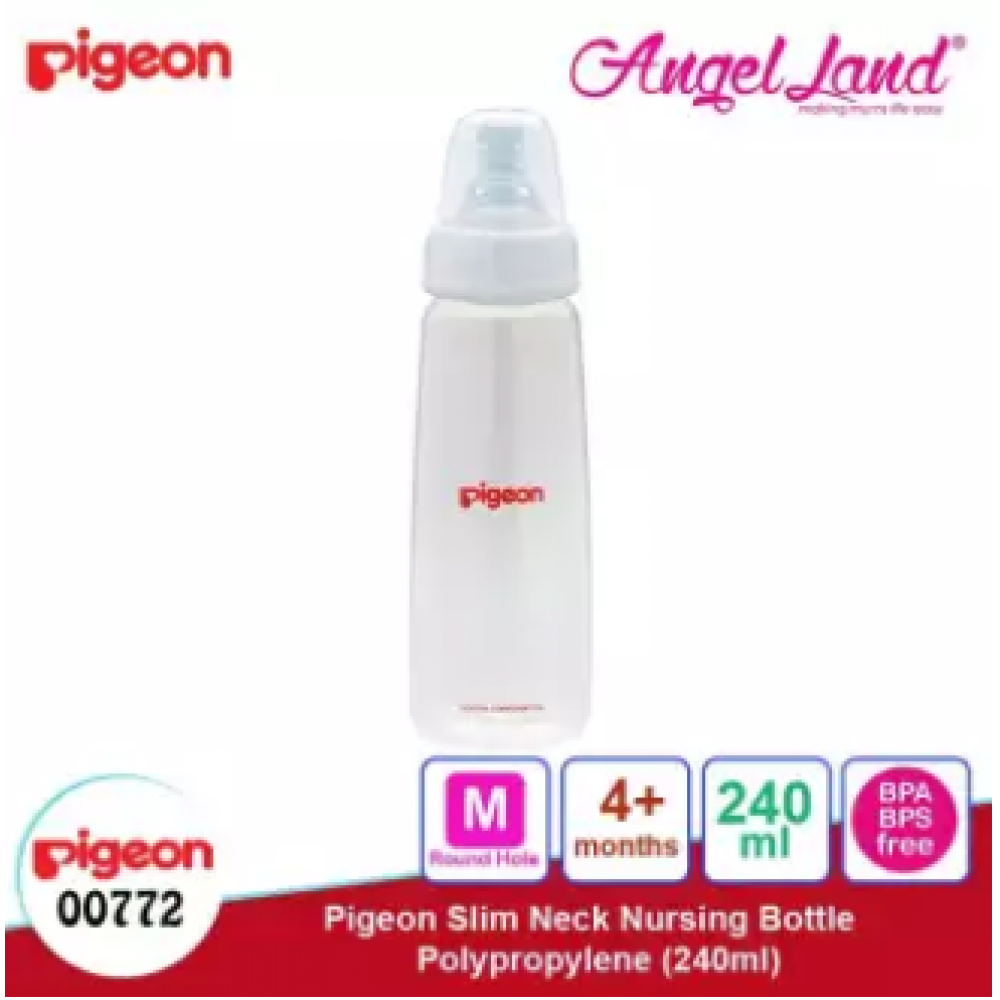 Pigeon Slim-Neck Nursing Bottle Polypropylene 120ml(00773) / 240ml(00772) - 240ml (00772) M teat, 3m+ Pigeon Slim-Neck Nursing Bottle Polypropylene 120ml(00773) / 240ml(00772) - 240ml (00772) M teat, 3m+