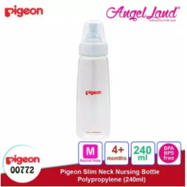 image of Pigeon Slim-Neck Nursing Bottle Polypropylene 120ml(00773) / 240ml(00772) - 240ml (00772) M teat, 3m+