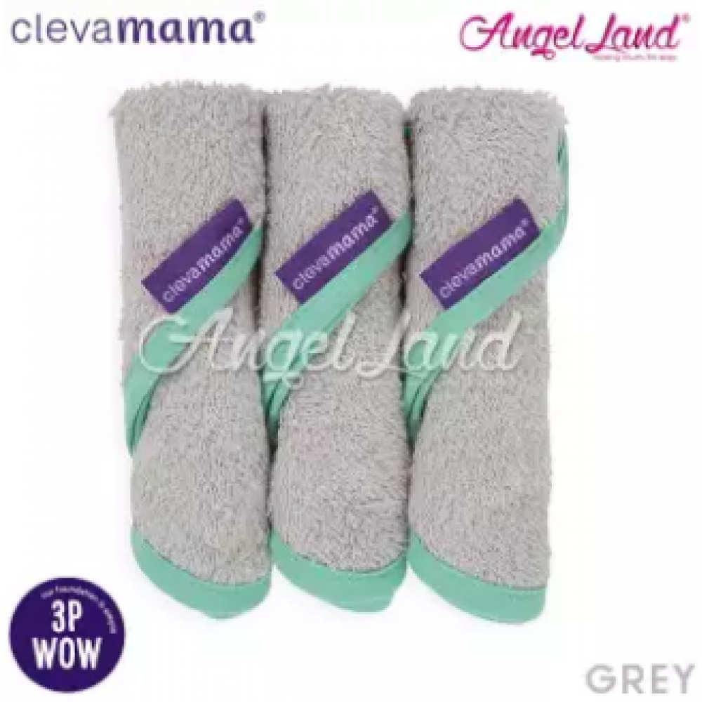 Clevamama Bamboo Baby Washcloth Set (3pk) -Soft Grey - CLE3515 Clevamama Bamboo Baby Washcloth Set (3pk) -Soft Grey - CLE3515
