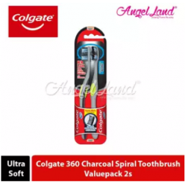 image of Colgate 360 Charcoal Toothbrush Valuepack 2s (Ultra Soft) - Charcoal Spiral