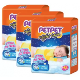 image of PETPET Night Tape Diaper Jumbo Packs S42/M40/L32/XL30 (3packs)