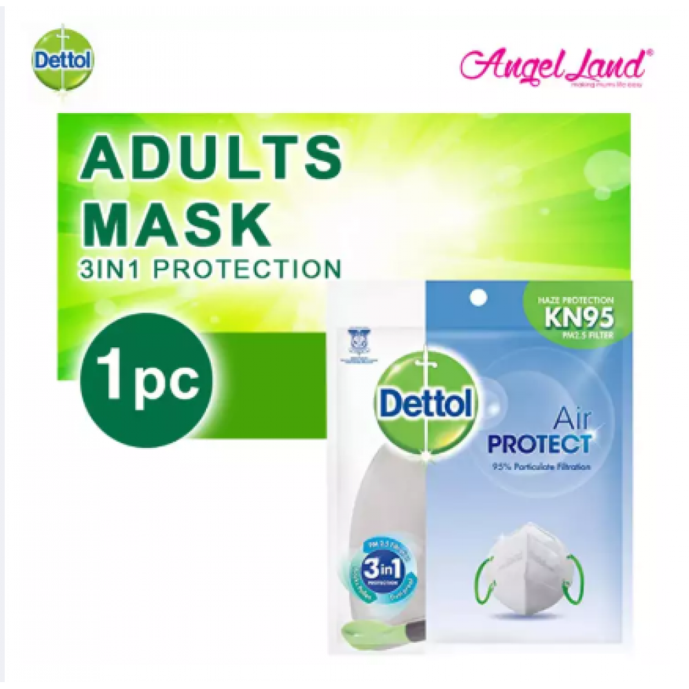 Dettol KN95 PM2.5 Filter Adult Mask (Protection against germs, haze and air pollution) (1pcs) Dettol KN95 PM2.5 Filter Adult Mask (Protection against germs, haze and air pollution) (1pcs)