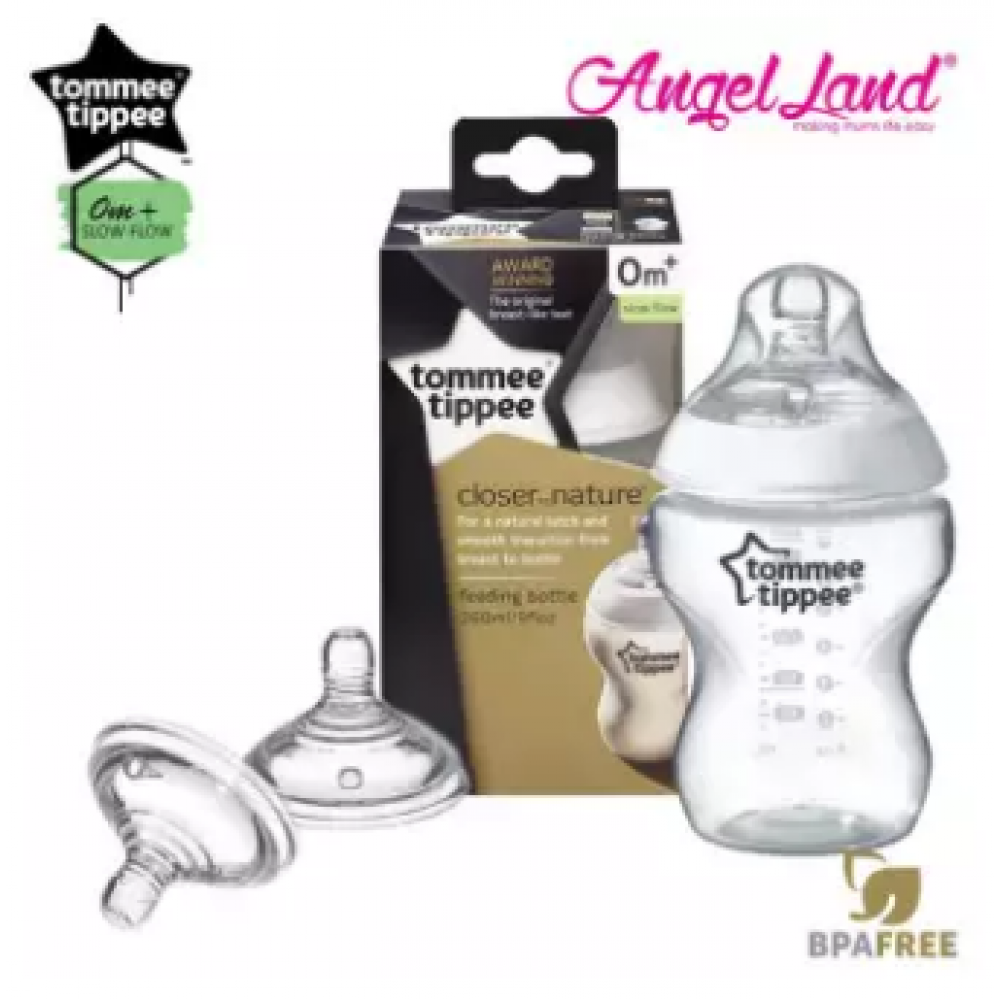 Tommee Tippee Closer To Nature PP Bottle 260ml - 421113/38 + Tommee Tippee Teat (2pcs/pack) Slow Flow Teat Tommee Tippee Closer To Nature PP Bottle 260ml - 421113/38 + Tommee Tippee Teat (2pcs/pack) Slow Flow Teat
