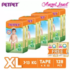 image of PETPET Tape Diaper Jumbo Packs XL32 (4 Pack) + Free Fitti Gold Sample Diaper 4pcs