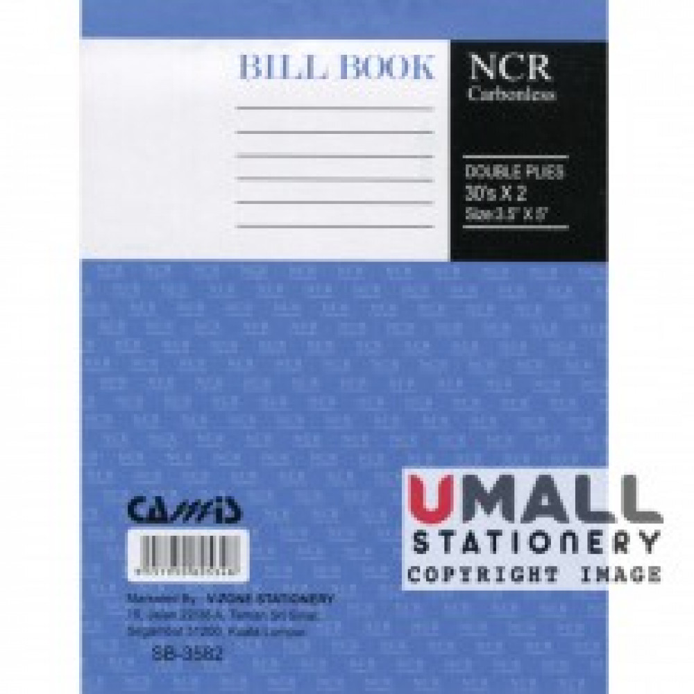 CAMIS NCR BILL BOOK 3.5" X 5" (2 PLY X 30'S) SB-3582 (10 FOR)