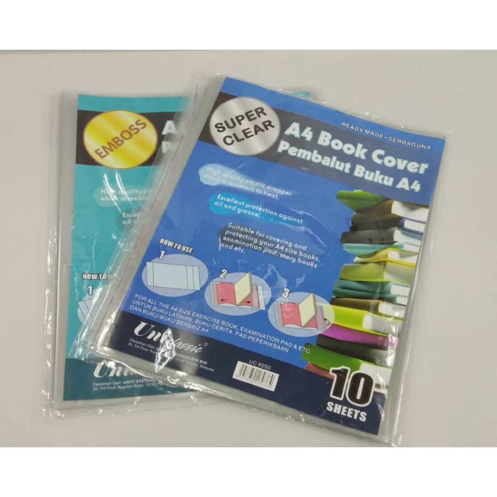UNI CLASSIC A4 BOOK COVER 10'S