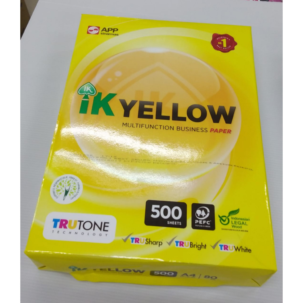 IK YELLOW MULTIFUNCTION BUSINESS PAPER 80GSM A4 500'S