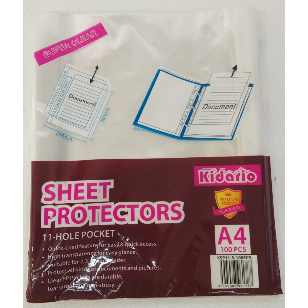 Kidario Sheet Protector A4 KSP11-5 Kidario Sheet Protector A4 KSP11-5