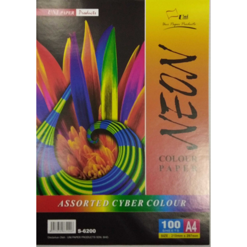 Uni Neon Colour Paper 80gsm A4-100's (S-6200)