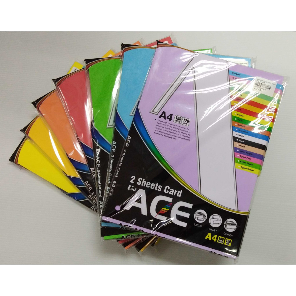 Uni Ace Highlight 2 Sheet Card 120gsm A4 100's Uni Ace Highlight 2 Sheet Card 120gsm A4 100's