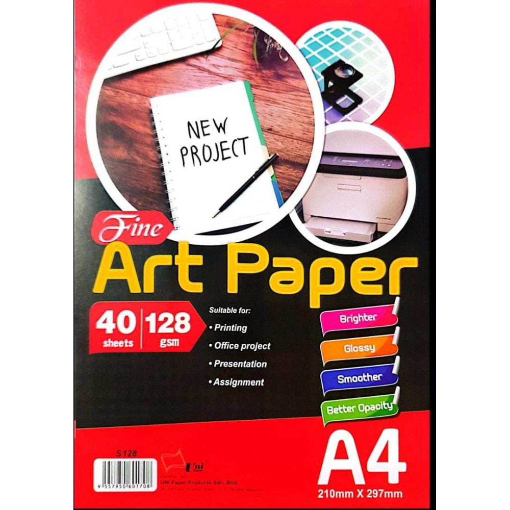 UNI ART PAPER 128GSM A4-40'S