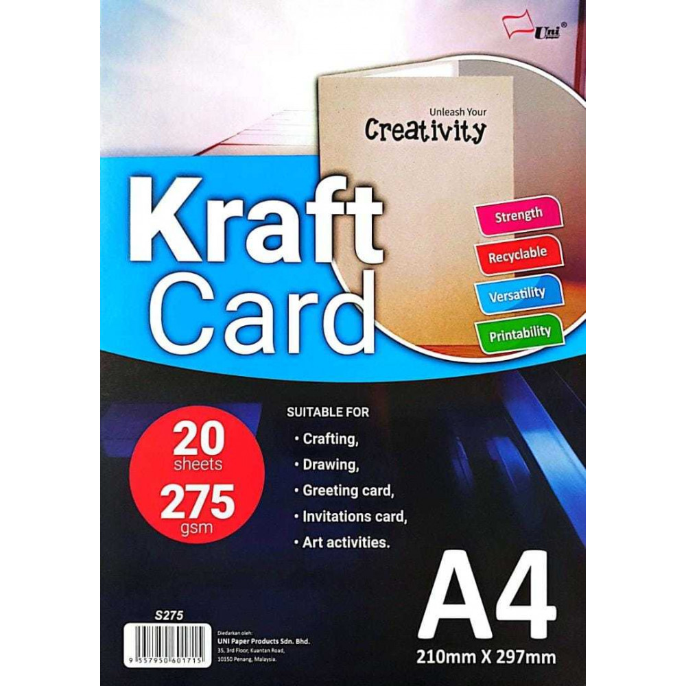 UNI KRAFT CARD 275GSM A4-20'S UNI KRAFT CARD 275GSM A4-20'S